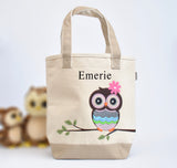 Personalized Owl Tote bag, Girls Preschool tote Bag