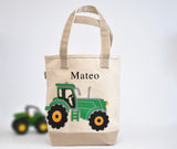 Personalized Medium Tractor Tote, Boys Preschool tote bag