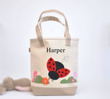 Personalized Medium Ladybug Tote bag, Girls Preschool tote Bag