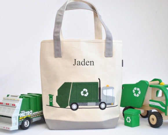 Personalized large Garbage Truck , Boys Preschool tote bag