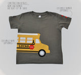 School Bus Appliqué Birthday Shirt