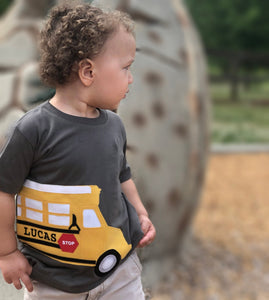 School Bus Appliqué Birthday Shirt