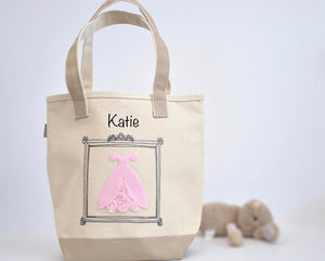 Personalized Princess Dress Tote -Medium , Girls Preschool tote Bag