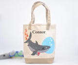 Personalized Shark Tote Bag -Medium,  Boys Preschool tote bag,  Kids Library book bag