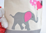 Personalized Small Elephant Tote (Pink), Elephant Nursery Baby Shower gift, Valentine gift