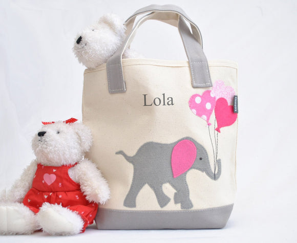 Personalized Small Elephant Tote (Pink), Elephant Nursery Baby Shower gift, Valentine gift