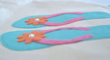 Small Personalized Aqua Flip Flop Tote Bag, Swim and Beach tote