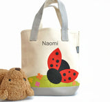 Personalized Small Ladybug Tote bag, Girls Preschool tote Bag
