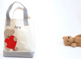 Small Teddy bear heart tote, Valentine gift tote bag